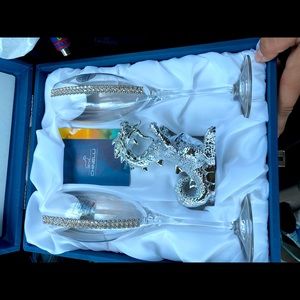 Italian crystal Swarovski crystal champagne flutes